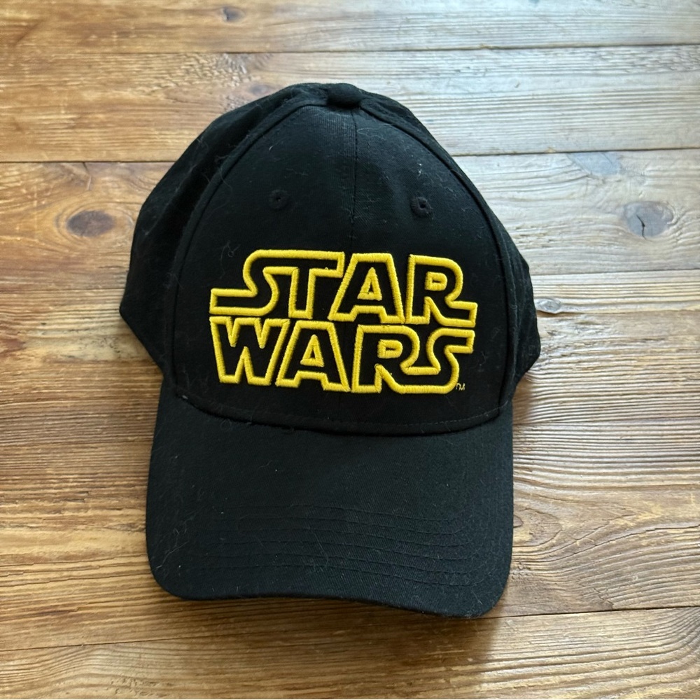Star Wars Black Yellow Embroidery 100% Cotton Unisex Adjustable Baseball Hat EUC